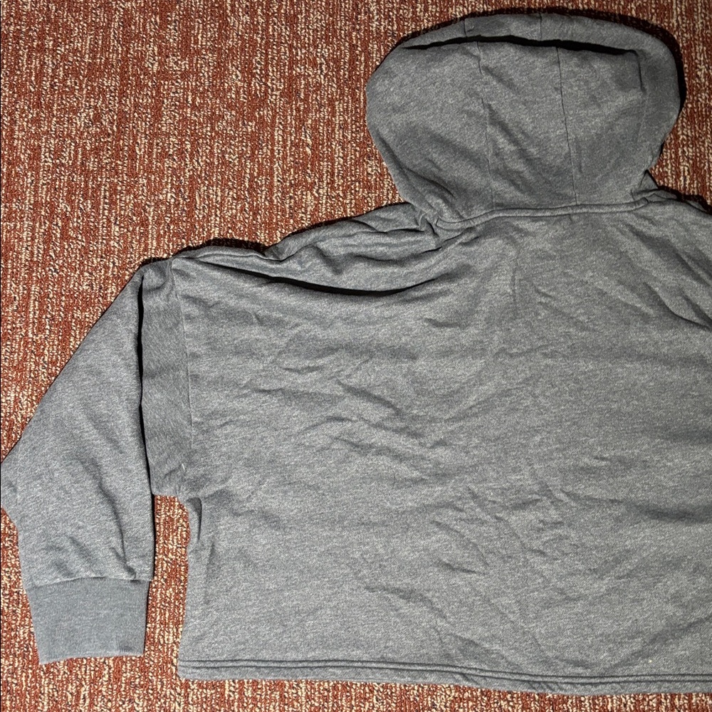 cropped charcoal hoodie mesh panel wide fit crop sweatshirt boxy relaxed active - Picture 6 of 14